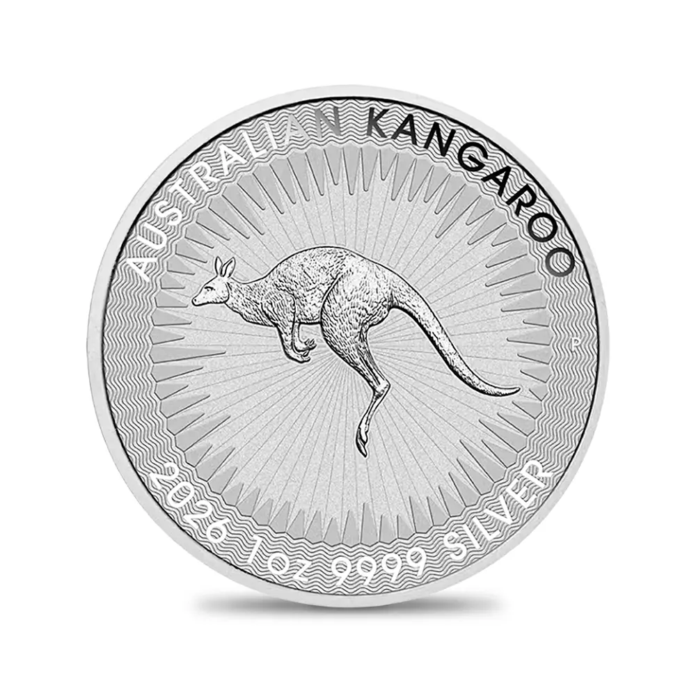 地金型2:6483 オーストラリア 2026 カンガルー 1ドル 1オンス 銀貨 【25枚】 (コインチューブ付き)