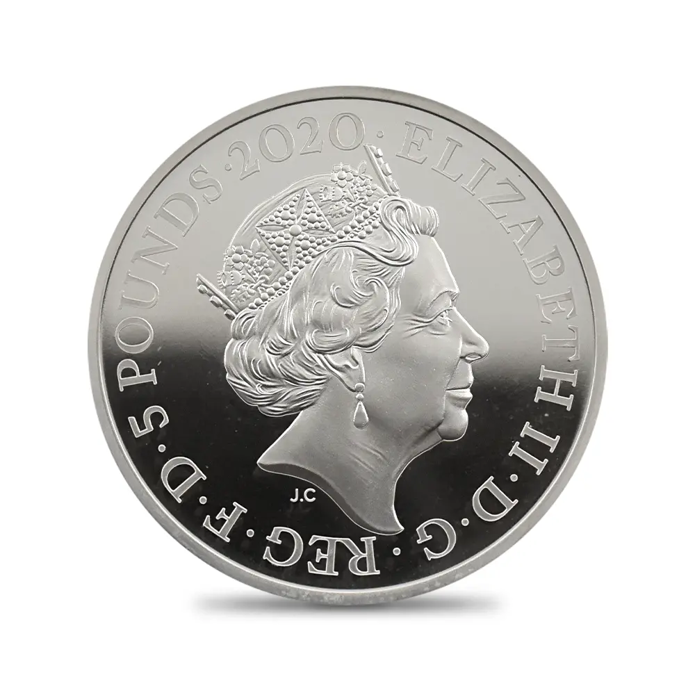 モダンコイン3:6487 2020 エリザベス2世 スリーグレーセス 5ポンド 2オンス銀貨 発行即日鑑定品 NGC PF69UC 箱付き