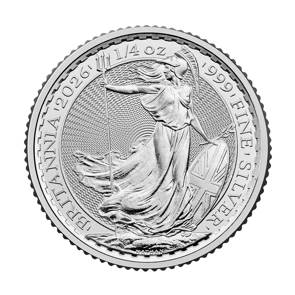 地金型2:6492 イギリス 2026 チャールズ3世 ブリタニア 50ペンス 1/4オンス 銀貨 【19枚】 (コインチューブ付き)