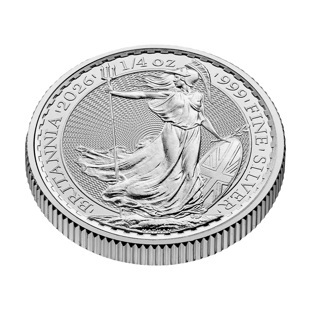 地金型4:6493 イギリス 2026 チャールズ3世 ブリタニア 50ペンス 1/4オンス 銀貨 【190枚】 (コインチューブ付き)