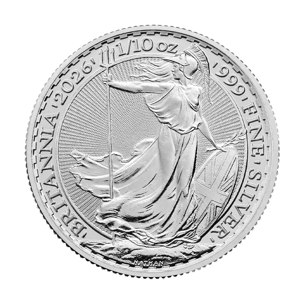 地金型2:6318 【在庫連携用・こちらの商品はお買い上げできません。】イギリス 2026 チャールズ3世 ブリタニア 20ペンス 1/10オンス 銀貨 【1枚】 (コインケース付き)