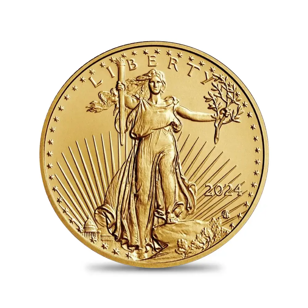 地金型2：5138 アメリカ 2024 イーグルヘッド リバティ 10ドル1/4オンス 金貨 発行即日鑑定品 PCGS MS70 トランプ大統領ラベル
