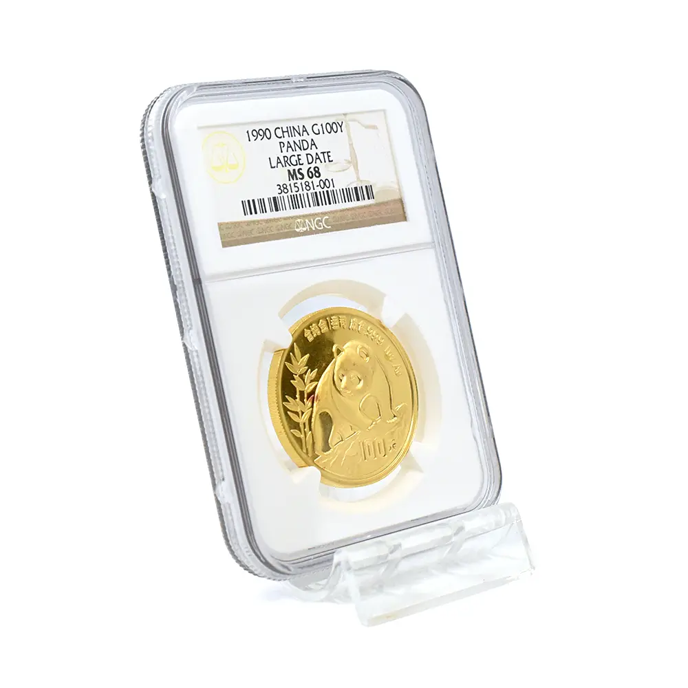 地金型6：6526 中国 1990 パンダ 100元1オンス金貨 NGC MS68