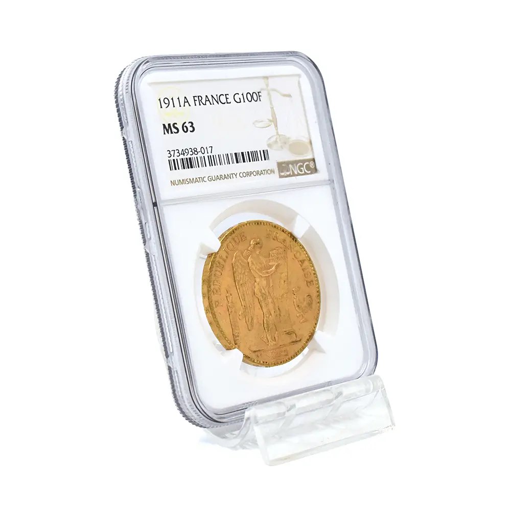 アンティークコイン6:6528 フランス 1911A エンジェル 100フラン金貨 NGC MS63