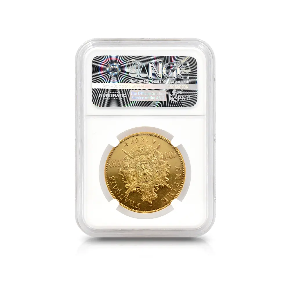 アンティークコイン5：6529 フランス 1869A ナポレオン3世 100フラン金貨 NGC AU58