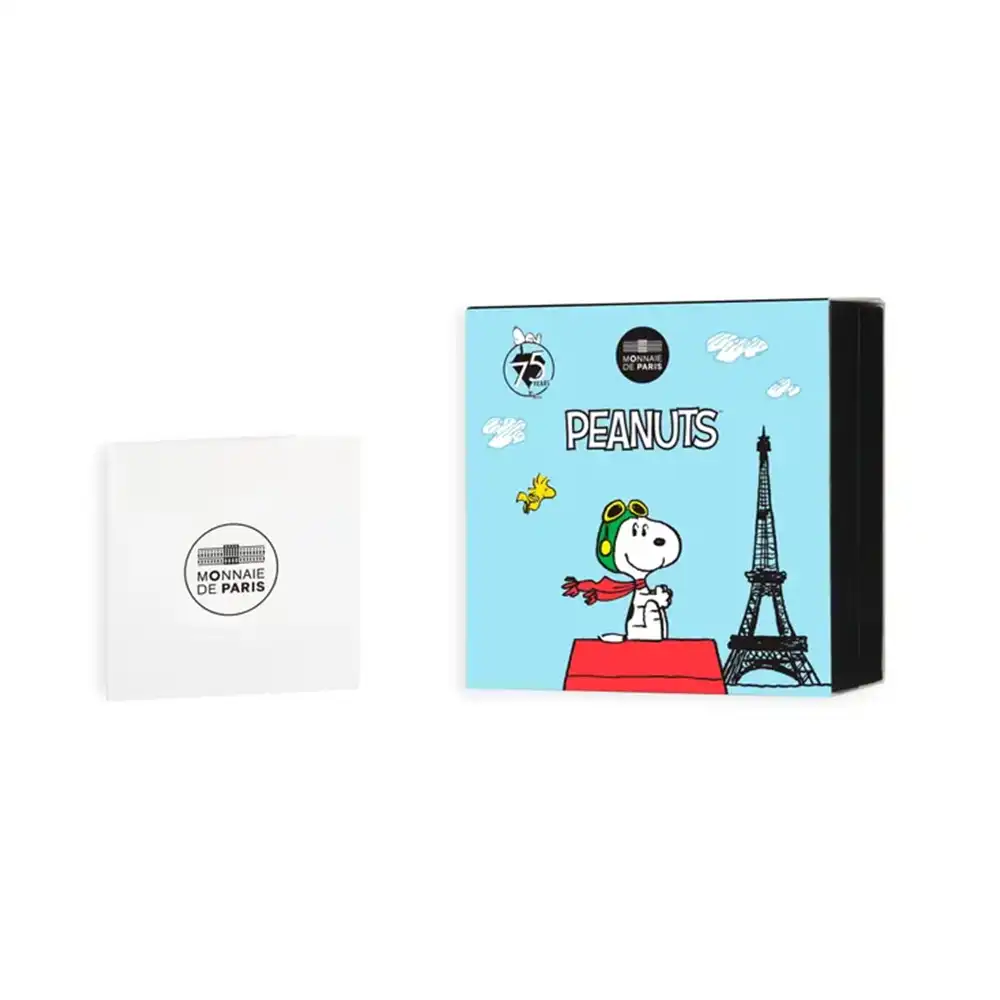 モダンコイン4：6509 フランス 2025 『ピーナッツ』 75周年記念 スヌーピー 5ユーロ0.5グラム プルーフ金貨 未鑑定 箱付き【ご予約承り品】