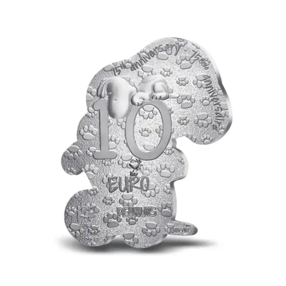 モダンコイン3：6511 フランス 2025 『ピーナッツ』 75周年記念 スヌーピー 10ユーロ スヌーピー型プルーフカラー銀貨 未鑑定 箱付き【ご予約承り品】