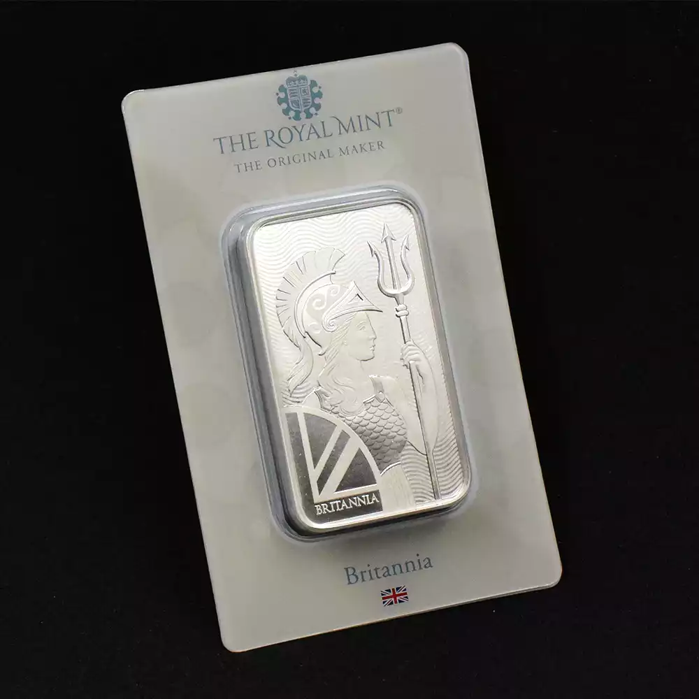 地金型s7：2439 ブリタニア 銀の延べ板 100グラムバー ロイヤルミント発行