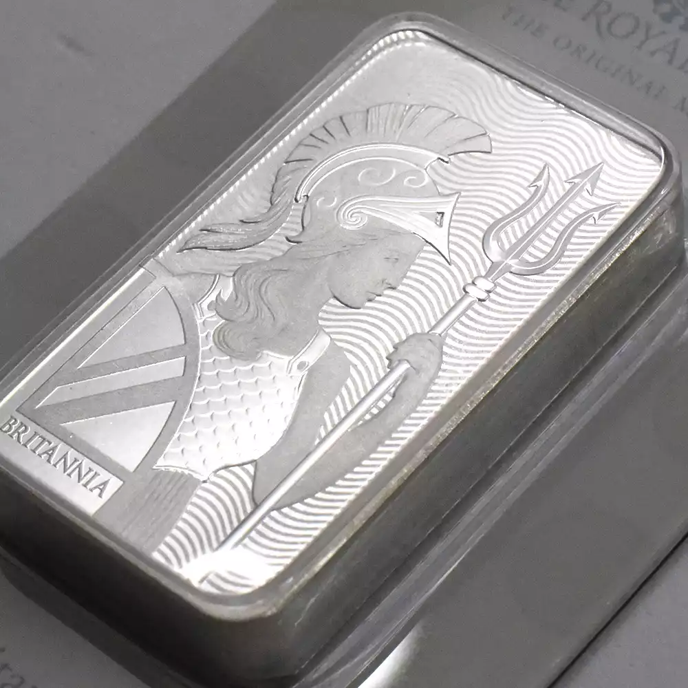 地金型8：2439 ブリタニア 銀の延べ板 100グラムバー ロイヤルミント発行
