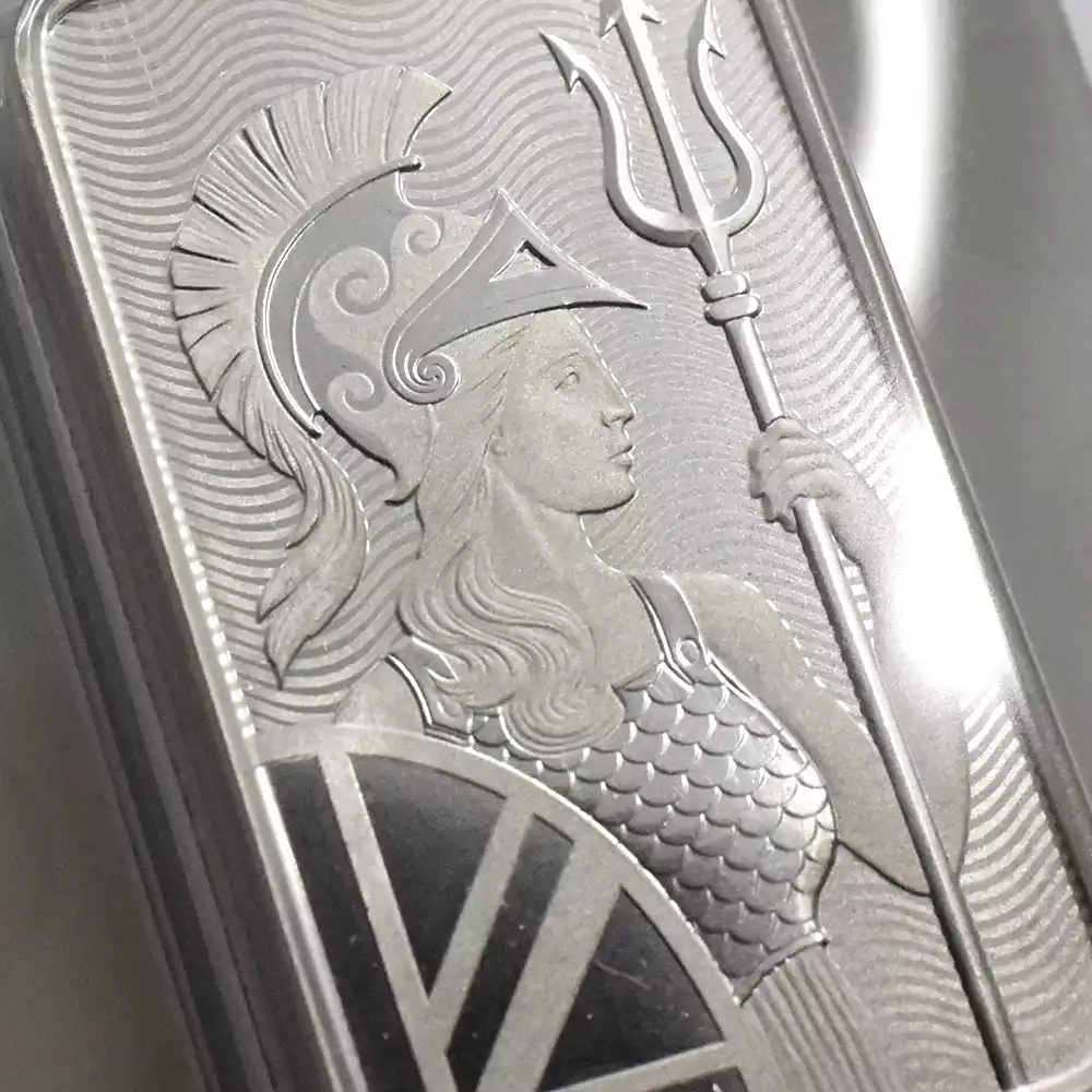 地金型9：2439 ブリタニア 銀の延べ板 100グラムバー ロイヤルミント発行