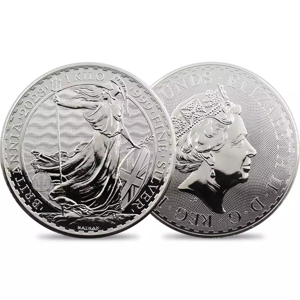 地金型1：2440 2023 エリザベス2世 ブリタニア 500ポンド1キロ地金型銀貨