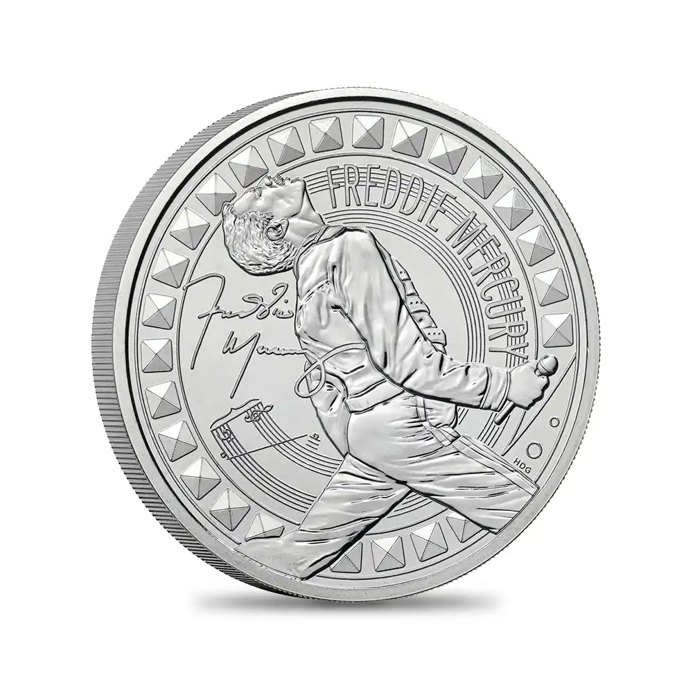 モダンコイン2:6537 2025 チャールズ3世 ミュージックレジェンド第12弾 フレディ・マーキュリー 5ポンドBU白銅貨 未鑑定 パッケージ付き【ご予約承り品】