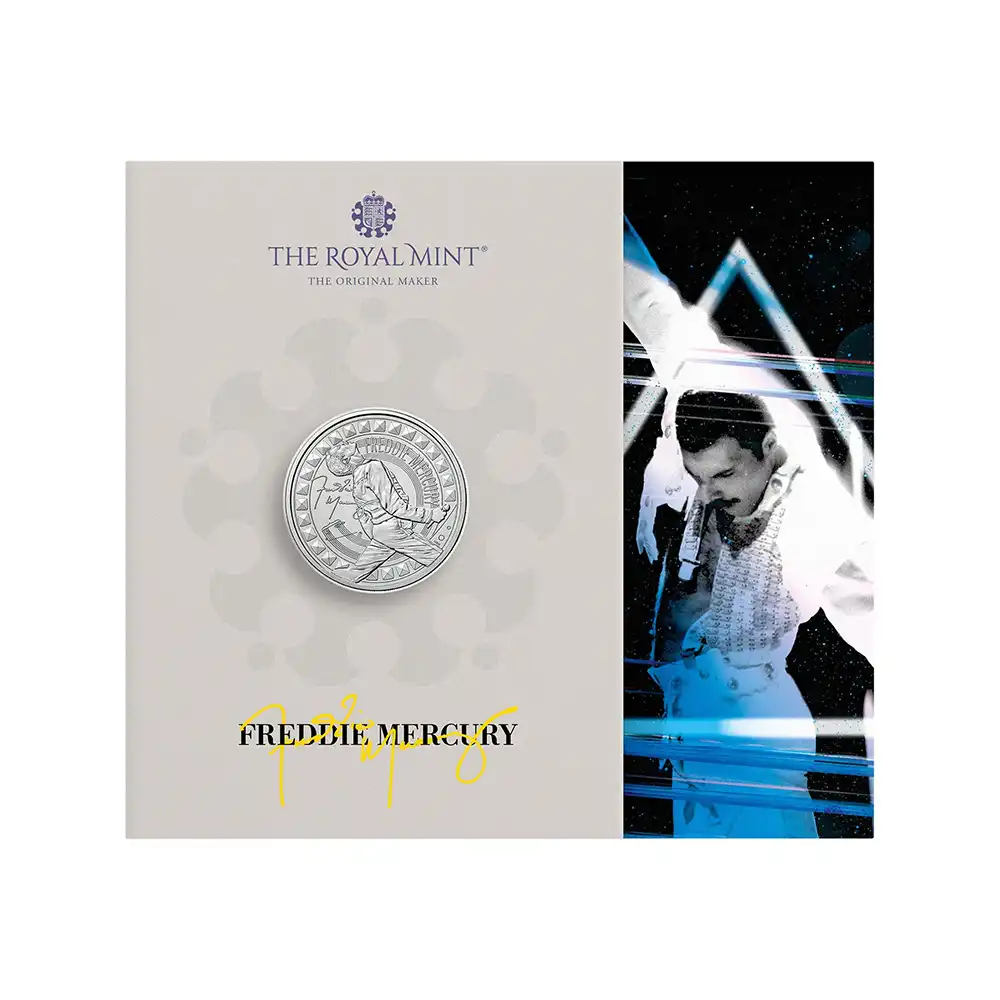 モダンコイン4:6537 2025 チャールズ3世 ミュージックレジェンド第12弾 フレディ・マーキュリー 5ポンドBU白銅貨 未鑑定 パッケージ付き【ご予約承り品】