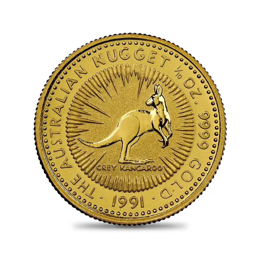 地金型2：6501 オーストラリア 1991 カンガルー 15ドル1/10オンス金貨【1枚】 (コインケース付き)