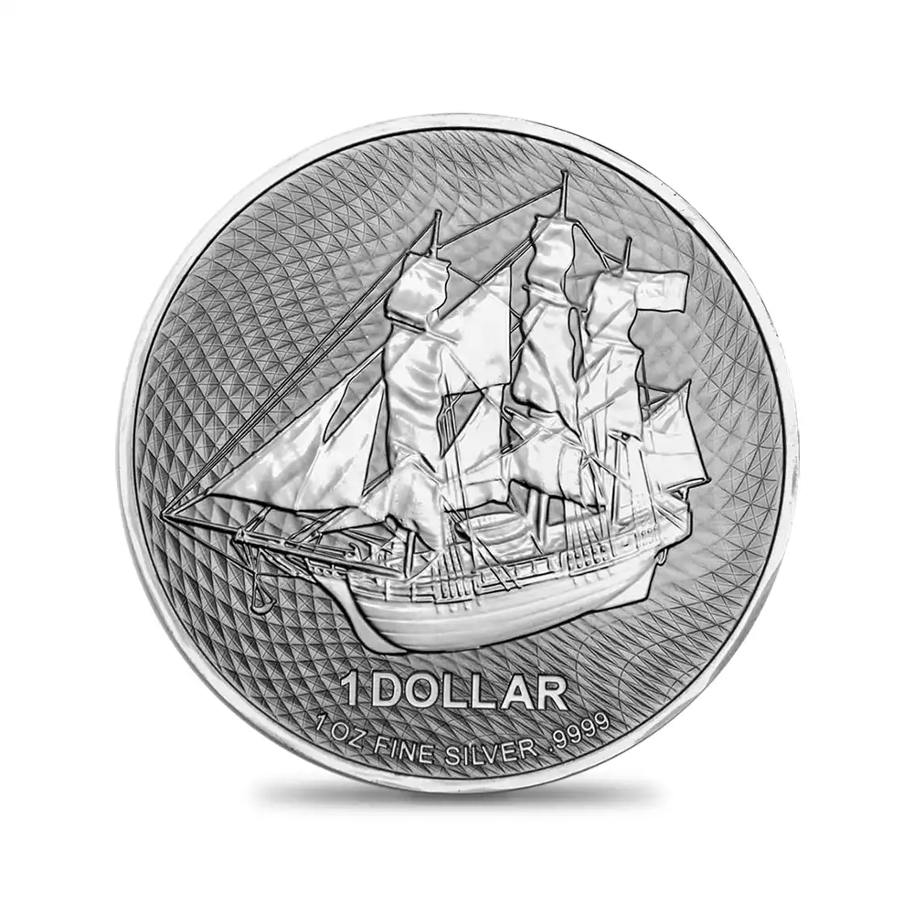 地金型2：6502 クック諸島 2021 バウンティ (帆船) 1ドル1オンス銀貨【1枚】 (コインケース付き)