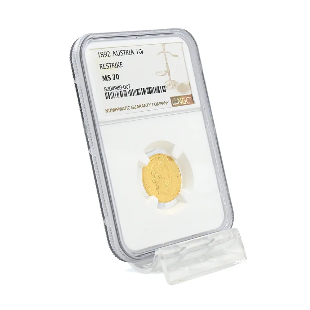 アンティークコイン6：6543 オーストリア 1892 フランツ・ヨーゼフ1世 10フラン金貨 リストライク NGC MS70