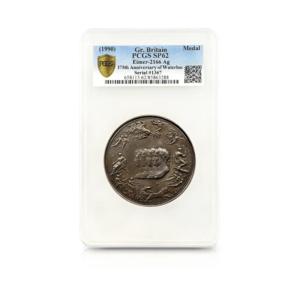 メダル4：6544 (1990) ワーテルローの戦い 175周年記念 銀メダル PCGS SP62 Eimer-2166