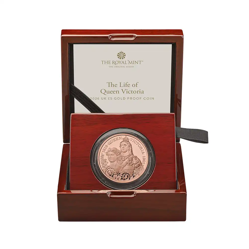 モダンコイン5：6524 2026 チャールズ3世 ヴィクトリア女王没後125周年記念 女王の生涯 5ポンドプルーフ金貨 未鑑定 箱付き【ご予約承り品】