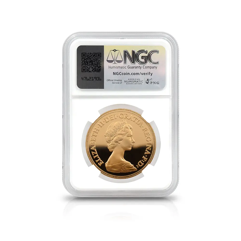 モダンコイン5:6540 1980 エリザベス2世 ヤングエリザベス 聖ジョージ竜退治 5ソブリン金貨 NGC PF69UC