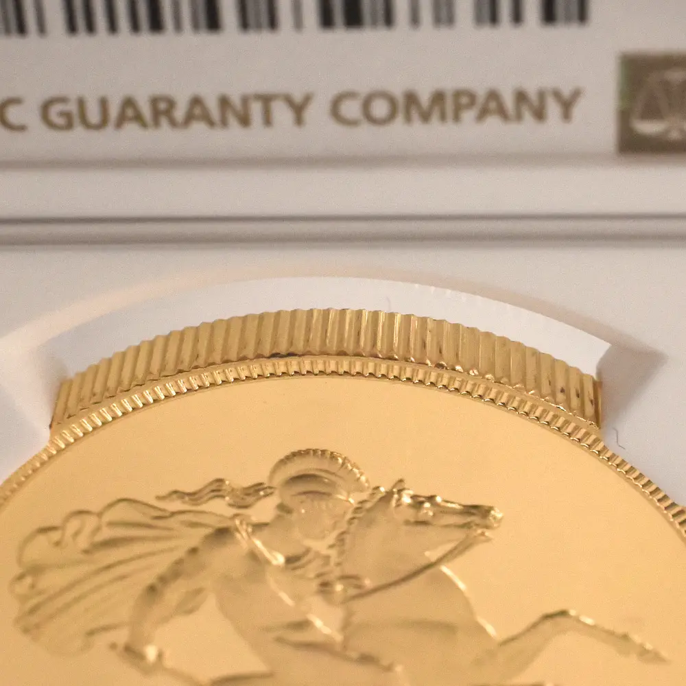 モダンコイン13:6540 1980 エリザベス2世 ヤングエリザベス 聖ジョージ竜退治 5ソブリン金貨 NGC PF69UC