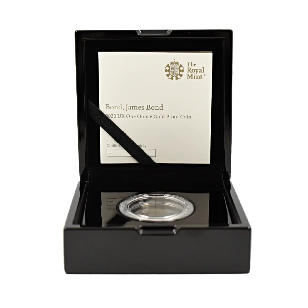 モダンコイン9：6546 2020 エリザベス2世 007 ジェームズ・ボンド 第1貨 100ポンド1オンス金貨 NGC PF70UC 箱付き
