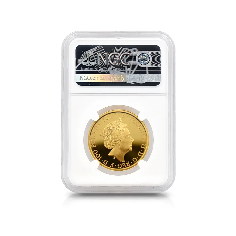 モダンコイン5：6546 2020 エリザベス2世 007 ジェームズ・ボンド 第1貨 100ポンド1オンス金貨 NGC PF70UC 箱付き