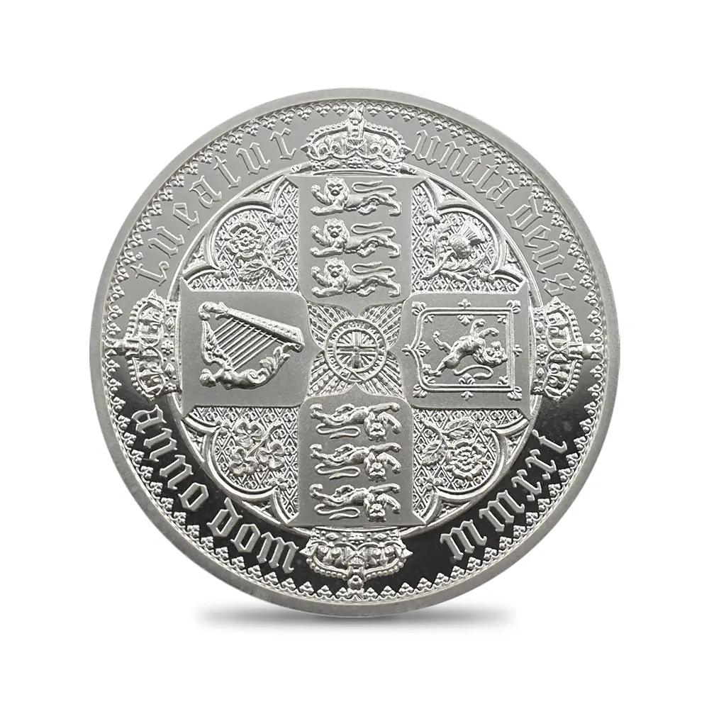 モダンコイン2：6547 2021 エリザベス2世 ゴチッククラウン・リバースシールド 5ポンド2オンス銀貨 PF69UC