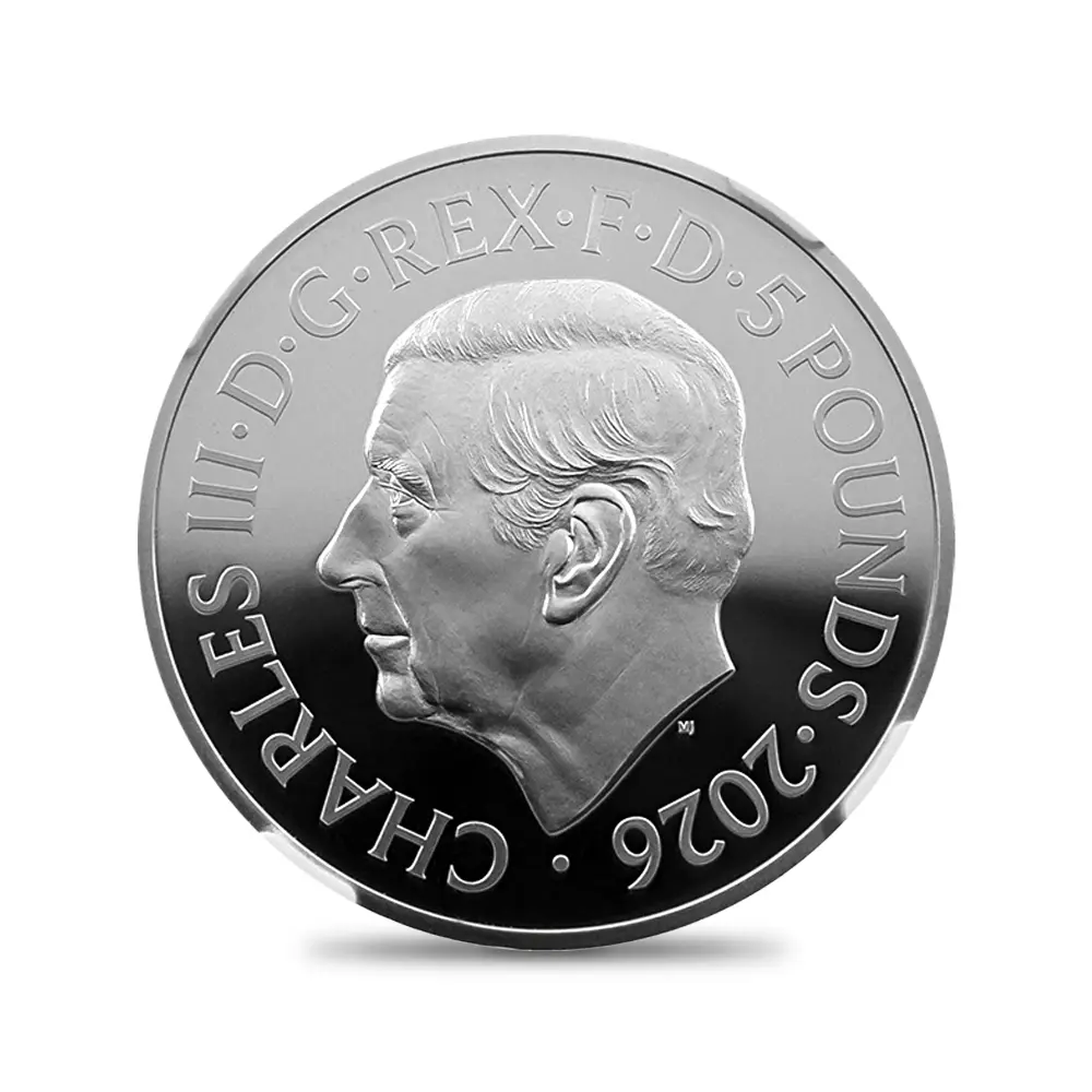 モダンコイン3：6473 2026 チャールズ3世 エリザベス2世のコイン肖像シリーズ 第一弾 ヤングヤングエリザベス 5ポンド銀貨 発行即日鑑定品 NGC PF70UC 箱付き