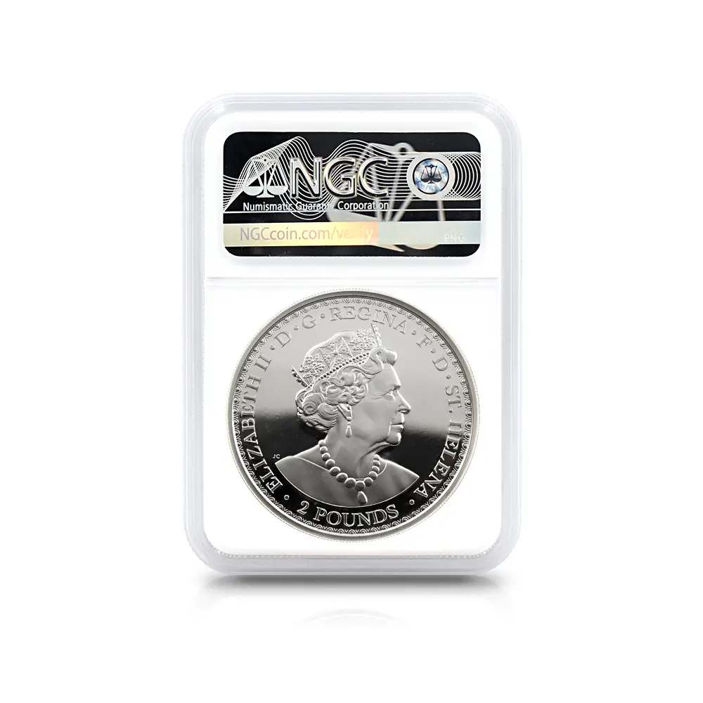 モダンコイン5:6548 セントヘレナ 2021 エリザベス2世 ウナ&ライオン(ワイオン版) 2ポンド2オンス銀貨 発行即日鑑定品 NGC PF70UC 箱付き