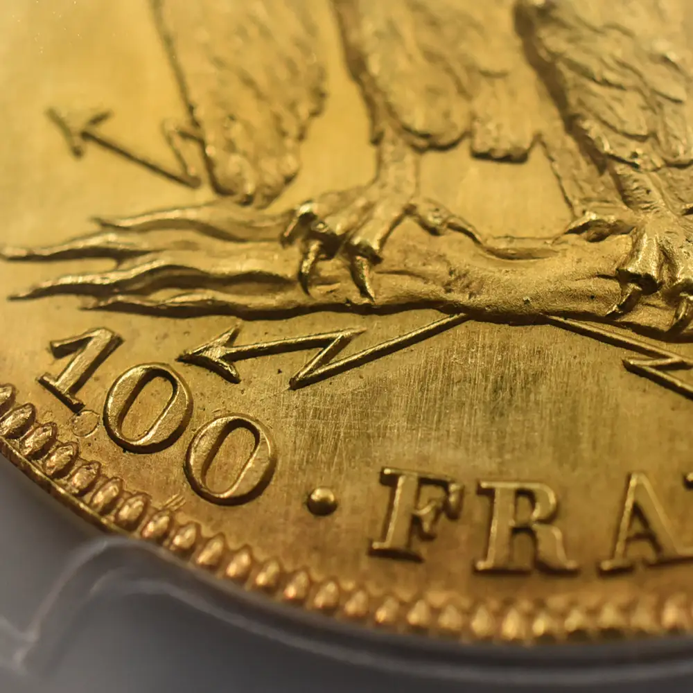 試作貨13：5152 フランス 1807 ナポレオン1世 100フラン試作金メッキ銅貨 PCGS SP62 Maz-601a