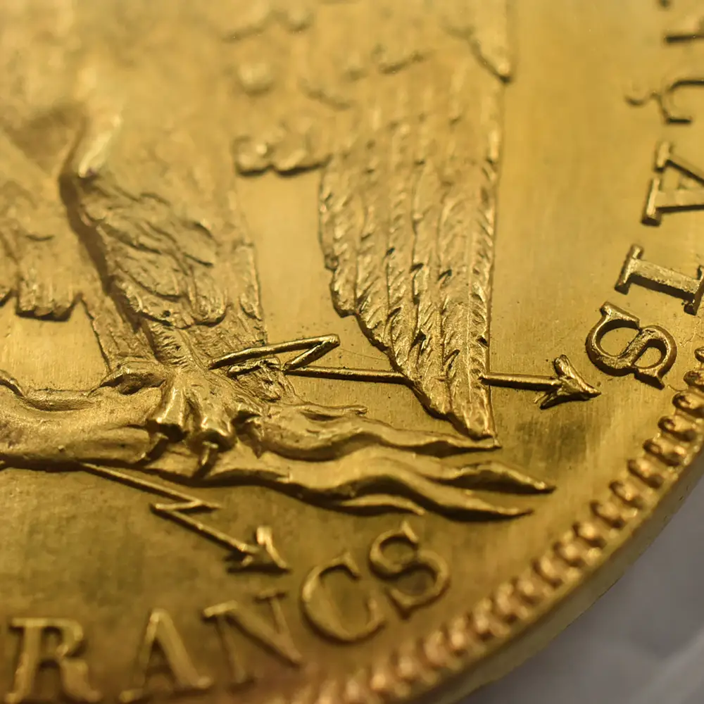 試作貨14：5152 フランス 1807 ナポレオン1世 100フラン試作金メッキ銅貨 PCGS SP62 Maz-601a