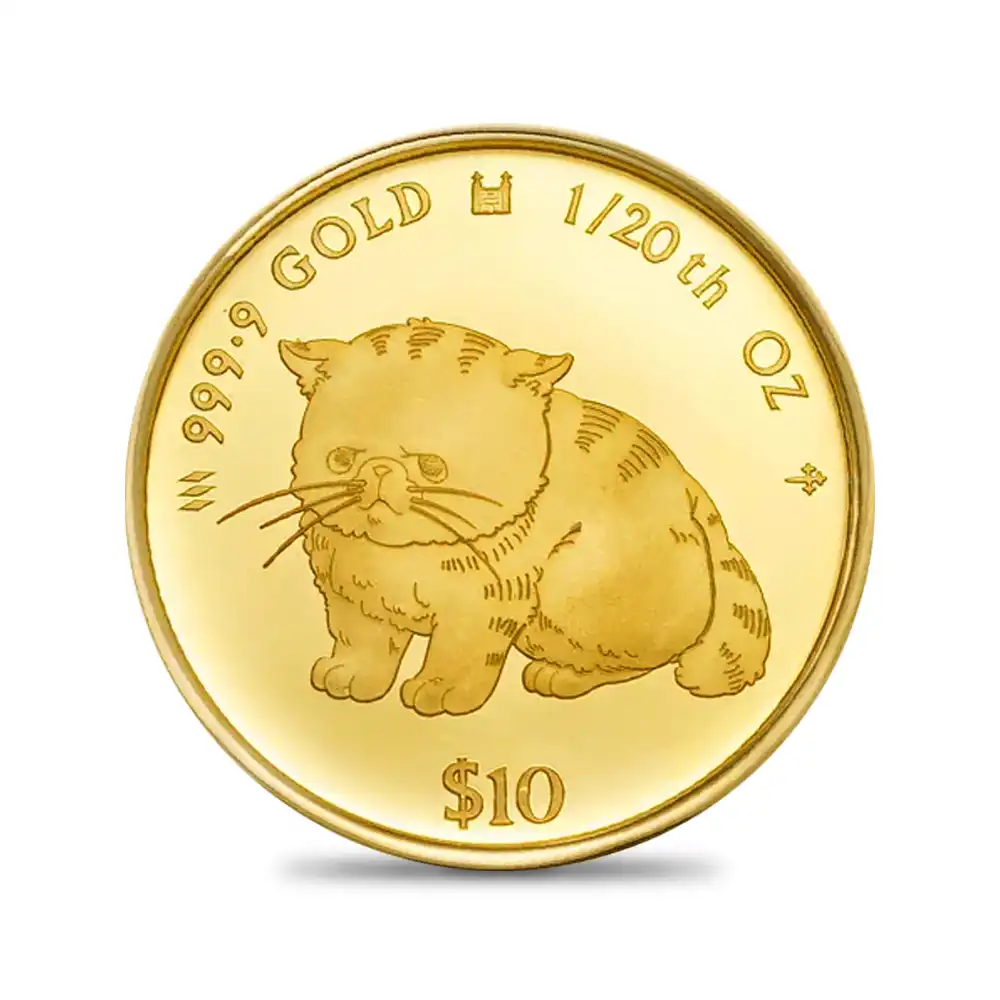 モダンコイン2:6514 クック諸島 2025 チャールズ3世 猫 10ドル1/20オンスプルーフ金貨 未鑑定 箱付き
