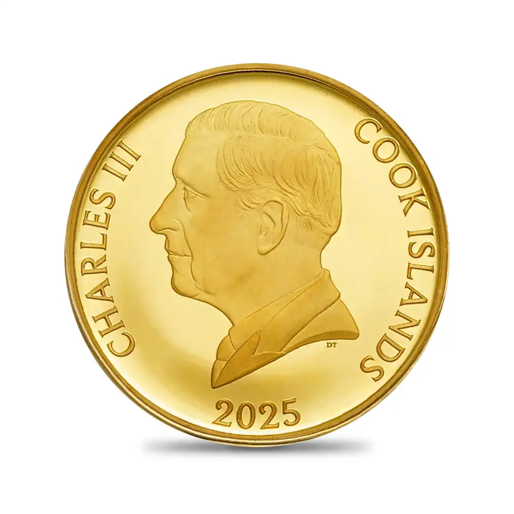 モダンコイン3:6514 クック諸島 2025 チャールズ3世 猫 10ドル1/20オンスプルーフ金貨 未鑑定 箱付き