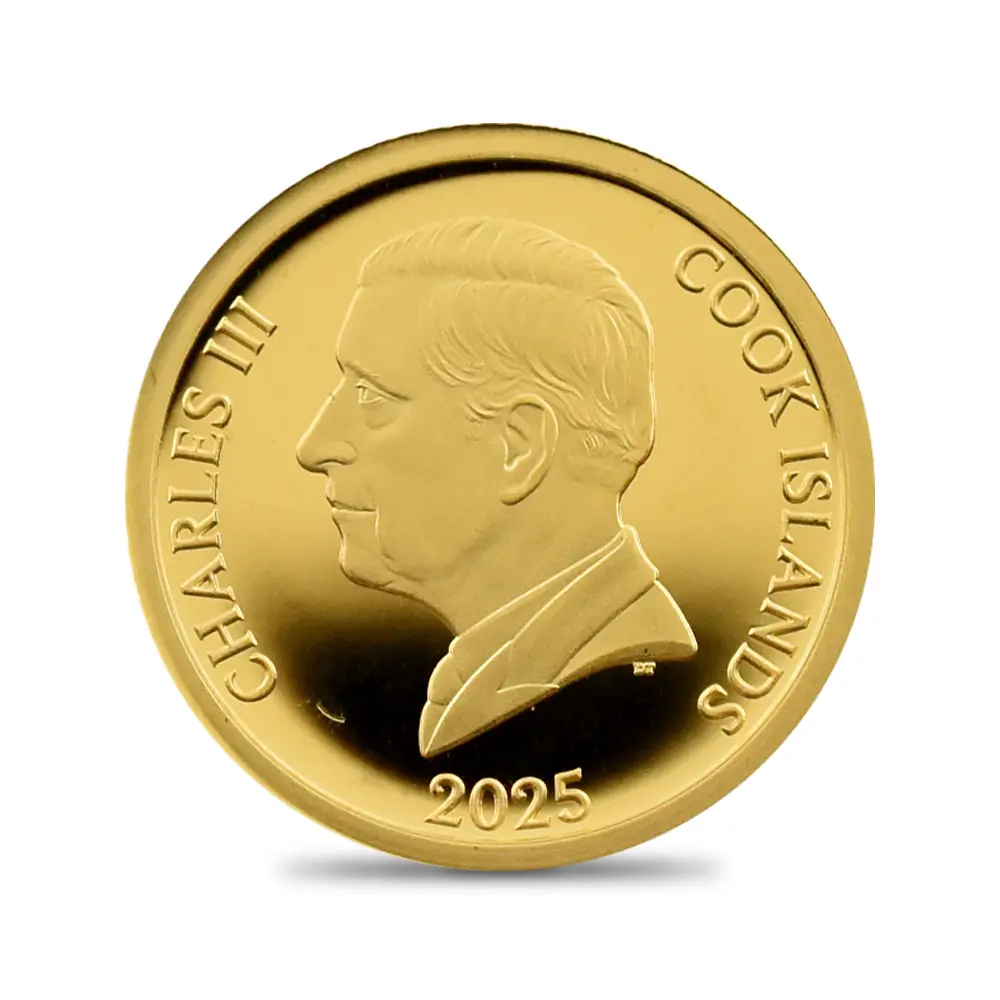 モダンコイン3：6516 クック諸島 2025 チャールズ3世 四葉のクロバー 5ドル 1/30オンスプルーフ金貨 未鑑定 箱付き