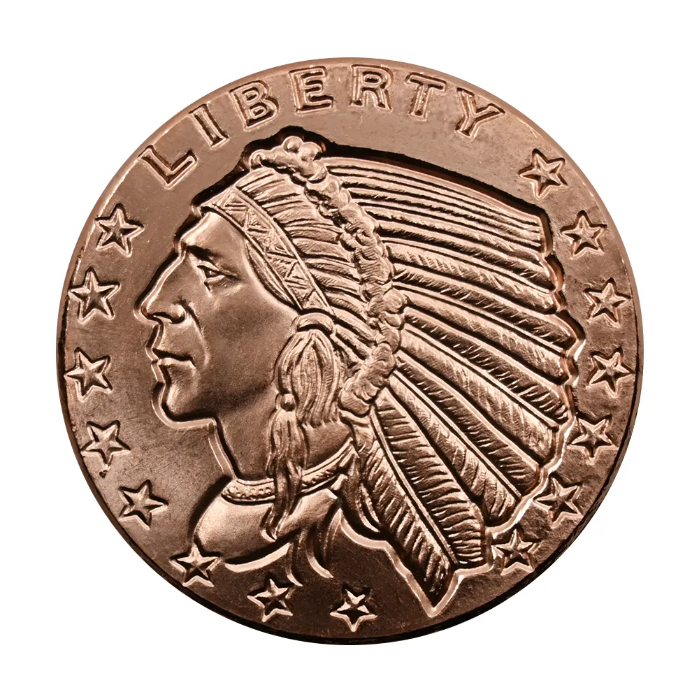 地金型2：3868 アメリカ 2023 インディアン 1オンス 銅メダル 【1枚】 (コインケース付き)