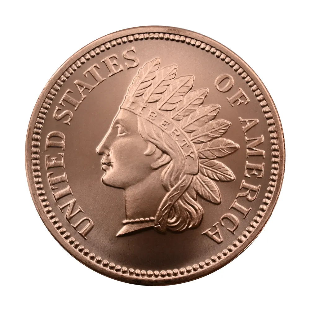 地金型s2：3872 アメリカ インディアンヘッド セント 1オンス 銅メダル 【1枚】 (コインケース付き)