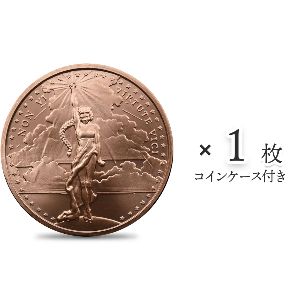 地金型s1：3875 アメリカ 2023 ノン・ヴィ・ウィルトゥーテ・ウィキ 1オンス 銅メダル 【1枚】 (コインケース付き)