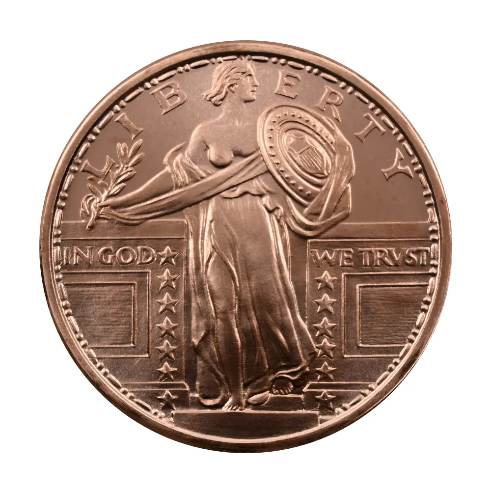 地金型2：3876 アメリカ スタンディング・リバティ 1オンス 銅メダル 【1枚】 (コインケース付き)