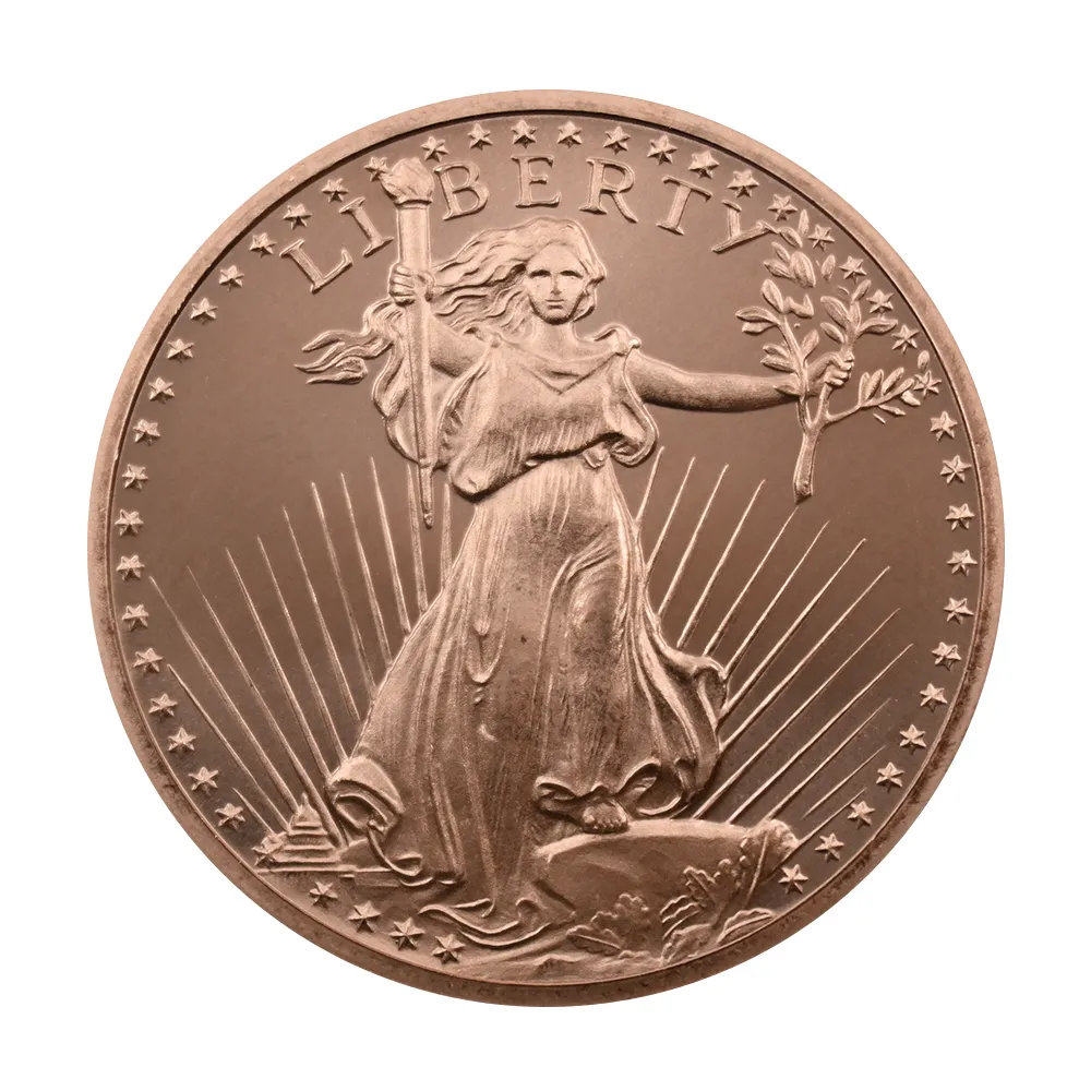 地金型2：3877 アメリカ サン・ゴーダン 1オンス 銅メダル 【1枚】 (コインケース付き)