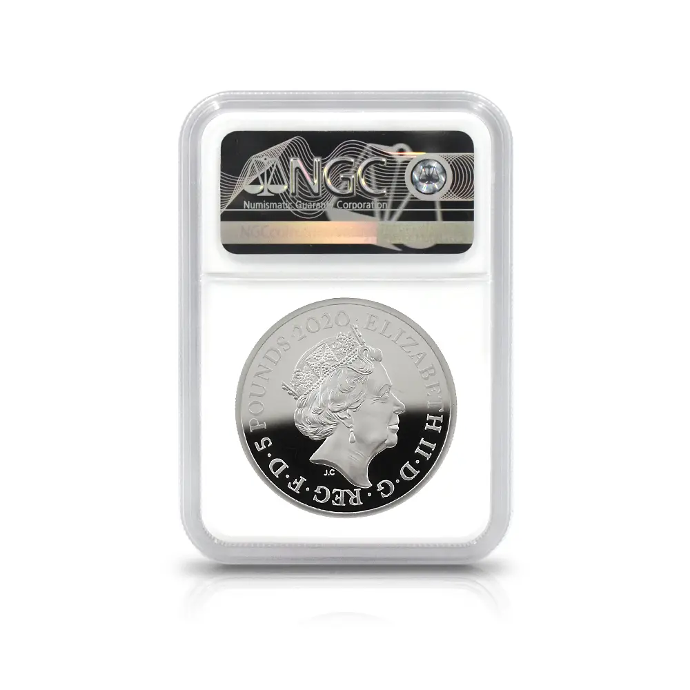 モダンコイン5：6554 2020 エリザベス2世 スリーグレーセス 5ポンド2オンス銀貨 ファーストリリース NGC PF70UC 箱付き
