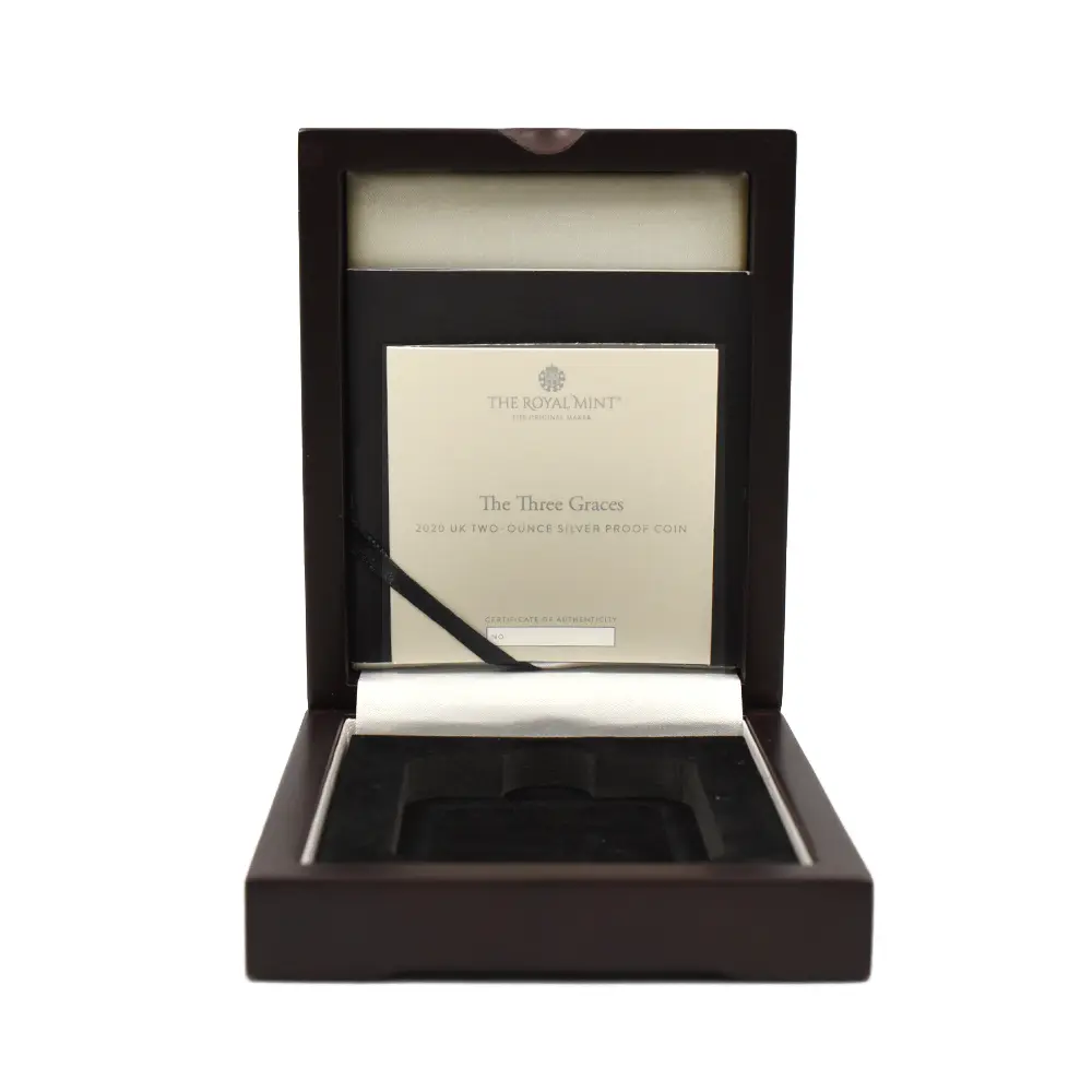 モダンコイン7：6554 2020 エリザベス2世 スリーグレーセス 5ポンド2オンス銀貨 ファーストリリース NGC PF70UC 箱付き