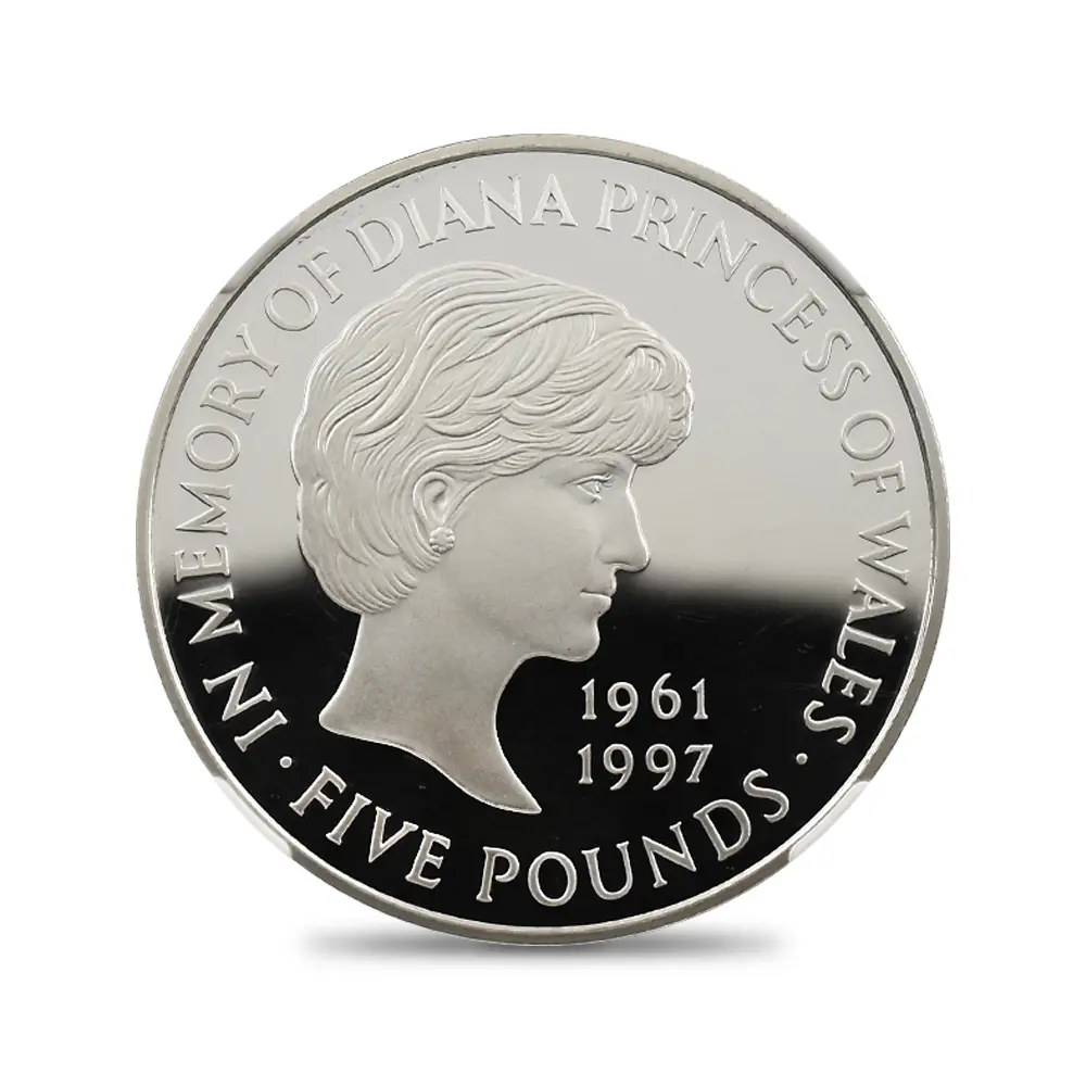モダンコイン2:6558 1999 エリザベス2世 ダイアナ妃追悼記念 5ポンド銀貨 NGC PF69UC