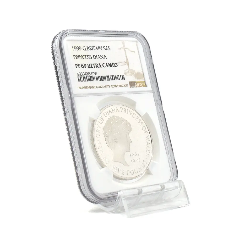 モダンコイン6:6557 1999 エリザベス2世 ダイアナ妃追悼記念 5ポンド銀貨 NGC PF69UC