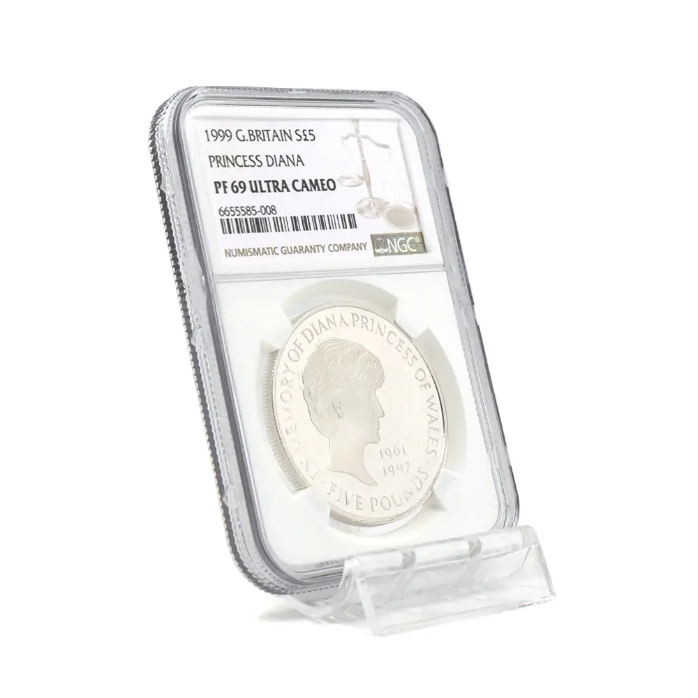 モダンコイン6:6558 1999 エリザベス2世 ダイアナ妃追悼記念 5ポンド銀貨 NGC PF69UC