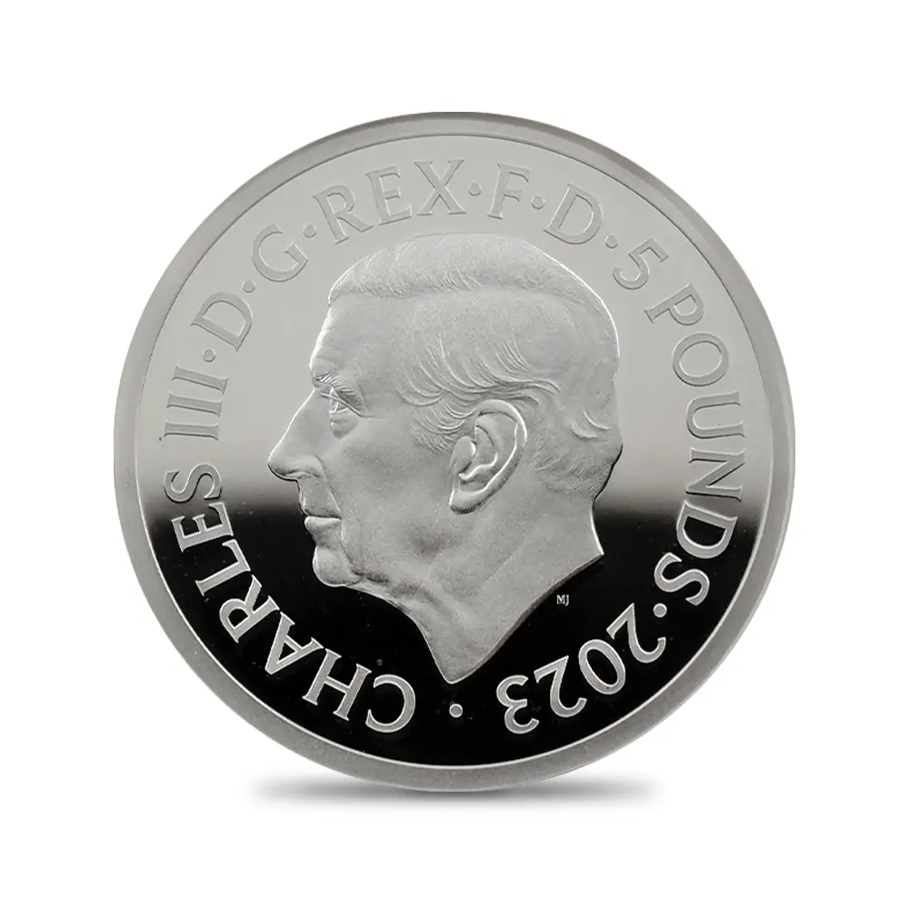 モダンコイン5：6559 2023 チャールズ3世 ペティションクラウン 5ポンド2オンス 銀貨2枚セット ファーストリリース NGC PF69・70UC 箱付き