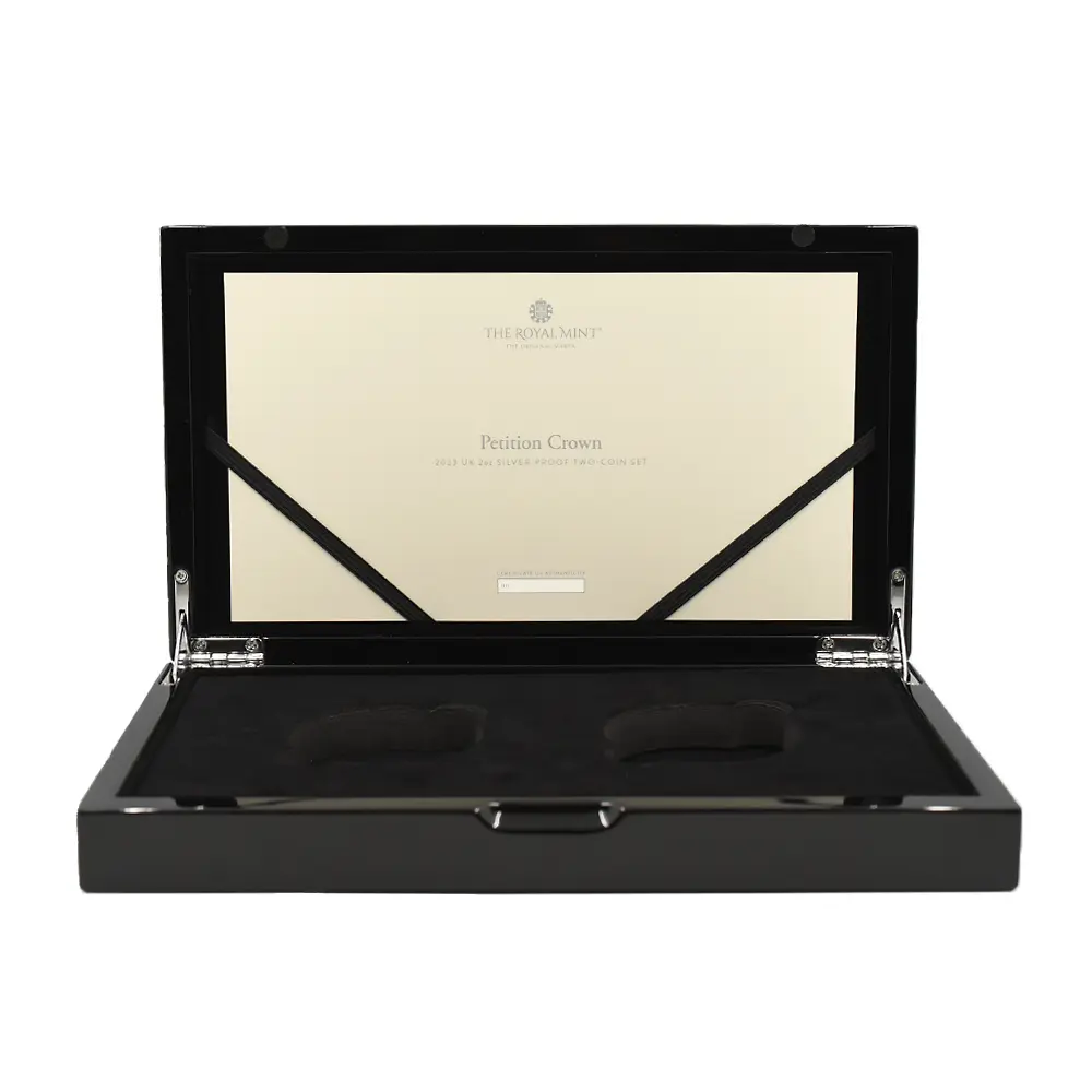 モダンコイン12：6559 2023 チャールズ3世 ペティションクラウン 5ポンド2オンス 銀貨2枚セット ファーストリリース NGC PF69・70UC 箱付き