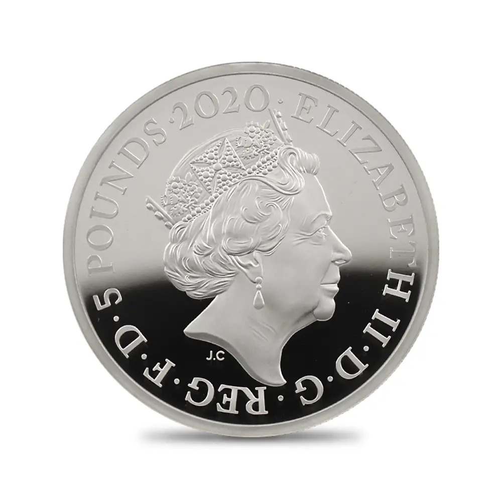モダンコイン3:6564 2020 エリザベス2世 スリーグレーセス 5ポンド2オンス銀貨 発行即日鑑定品 NGC PF70UC 箱付き