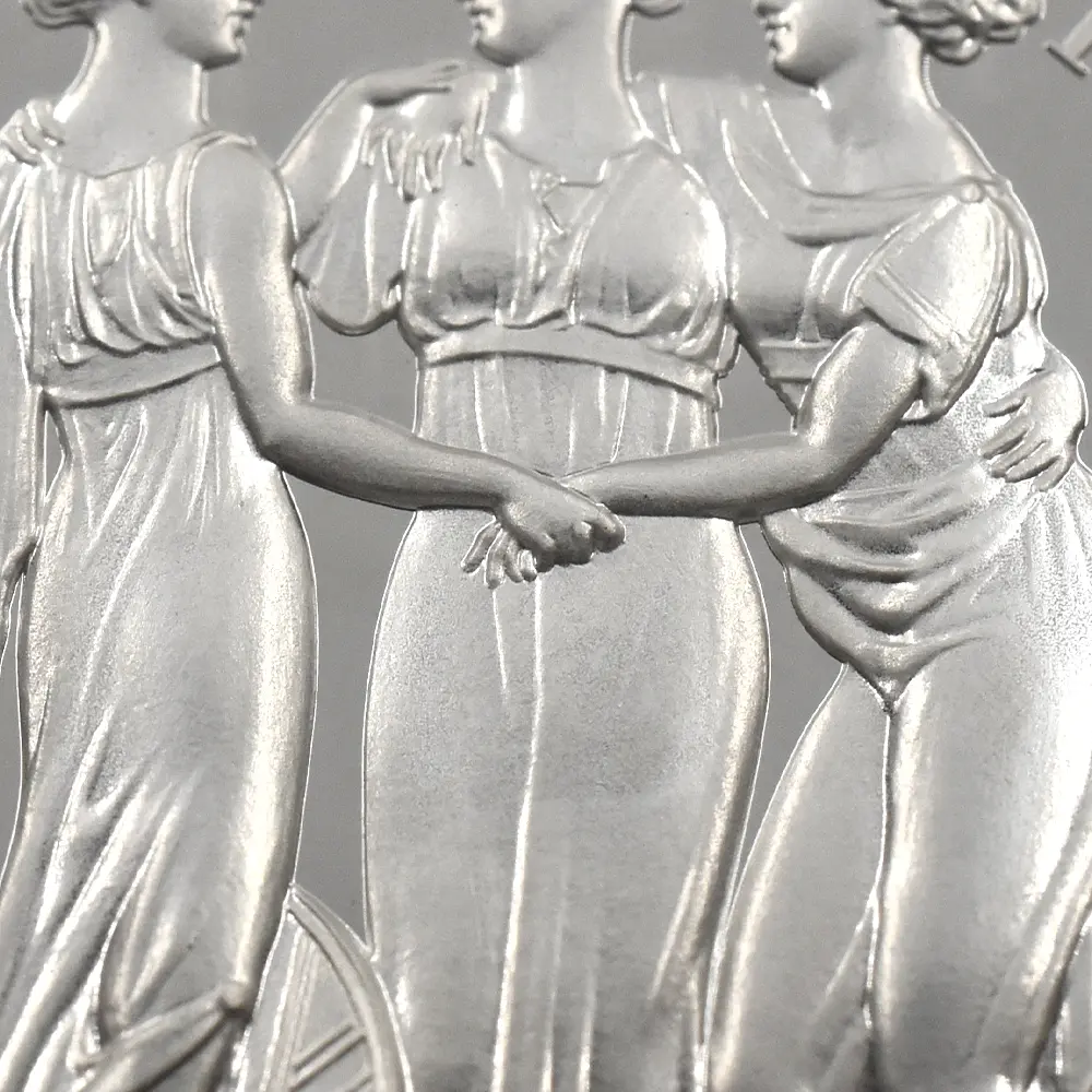 モダンコイン10:6564 2020 エリザベス2世 スリーグレーセス 5ポンド2オンス銀貨 発行即日鑑定品 NGC PF70UC 箱付き