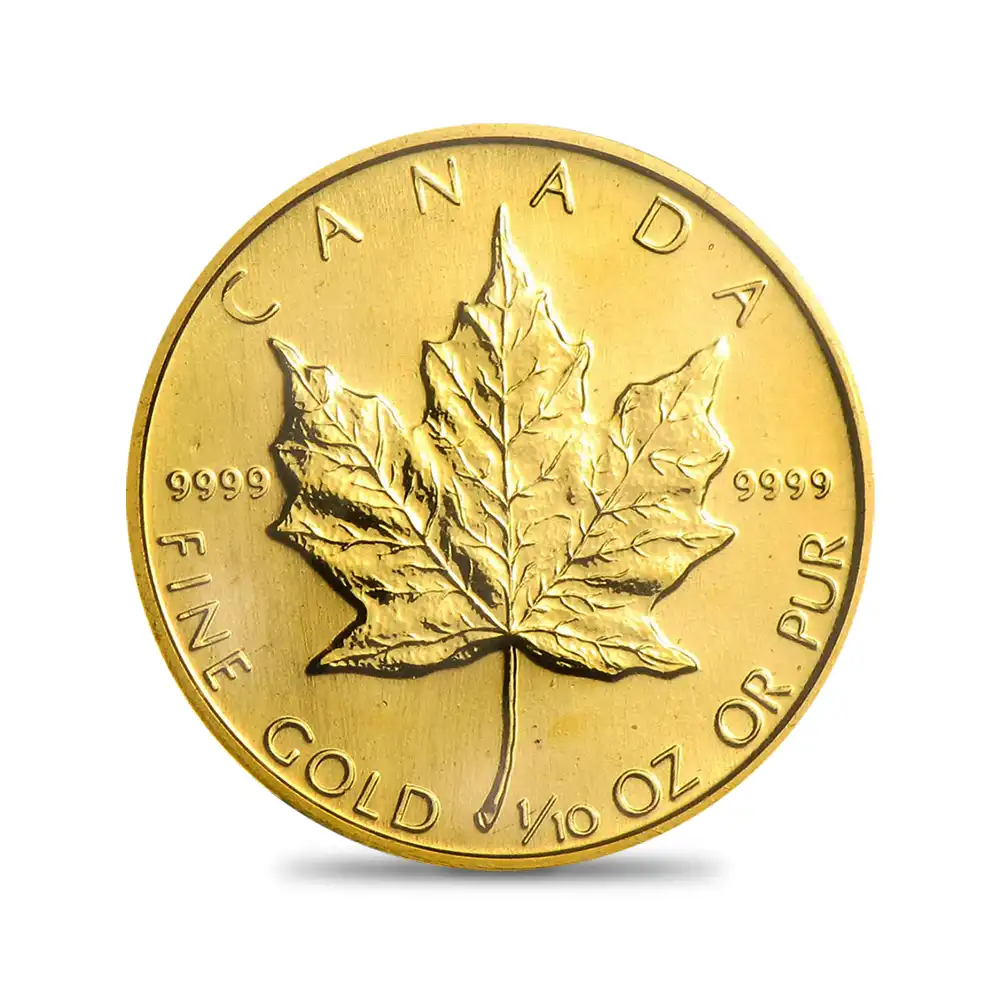 地金型2:6562 カナダ 1987 エリザベス2世 メイプルリーフ 5ドル 1/10オンス 地金型金貨 【1枚】 (ビニールコイン袋付き)