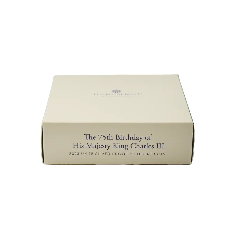 モダンコイン4：3882 2023 チャールズ3世 国王誕生75周年記念 5ポンドプルーフピエフォー銀貨 未鑑定 箱付き